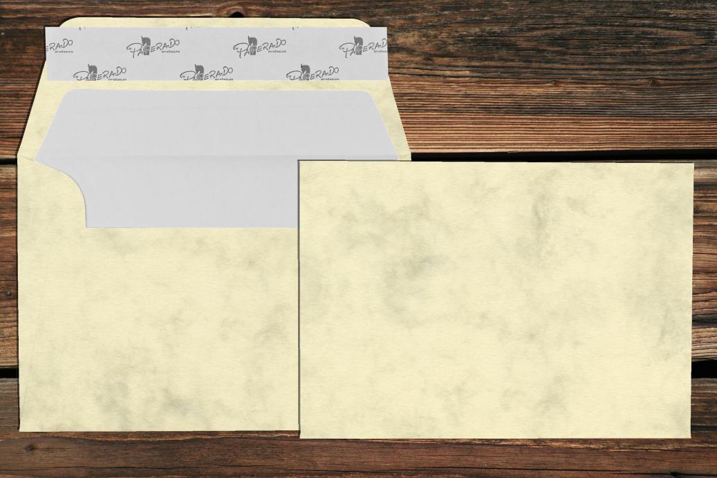 Briefhüllen mit Seidenfutter C6 114x162 mm Haftklebend Chamois Marmora 100 g/qm